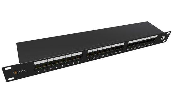 Patch panel Solarix SX24-5E-STP-BK-N 24x RJ45 CAT5E STP 1U s vyvazovací lištou