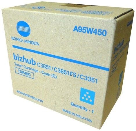 Konica Minolta toner A95W450, cyan, 12000str., TNP-49C, Konica Minolta Bizhub C3351, Bizhub C3851, A95W450