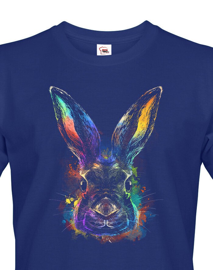 Pánské tričko se stylovým potiskem duhový králík