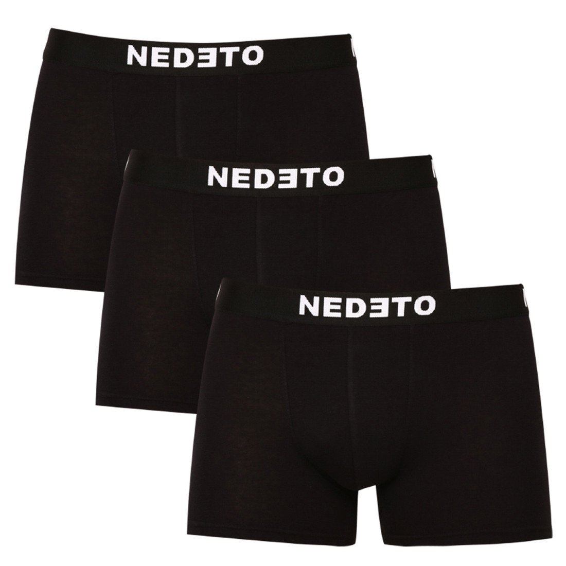 3PACK pánské boxerky Nedeto černé (3NDTB001-brand) XXL