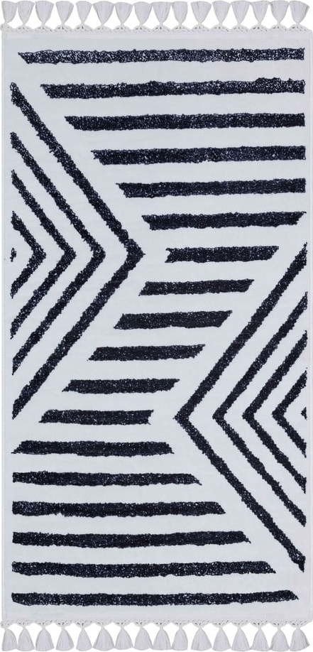 Bílo-modrý pratelný koberec běhoun 300x100 cm - Vitaus