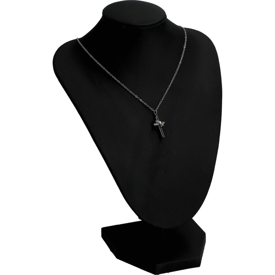 Ocelový řetízek s přívěskem Kříž a prsten