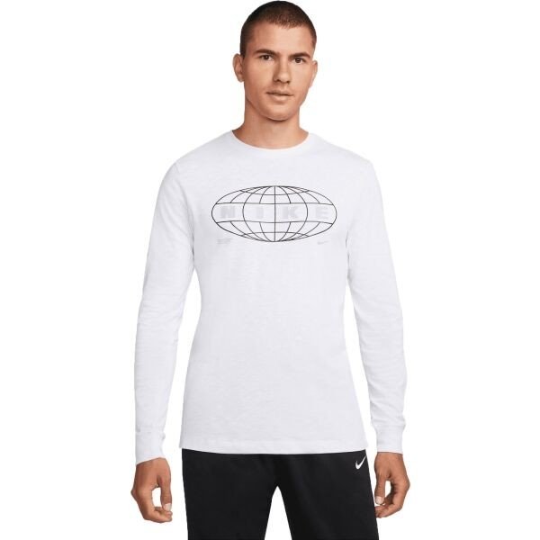 Nike DF TEE LS SLUB FH GFX Pánské tričko s dlouhým rukávem, bílá, velikost L