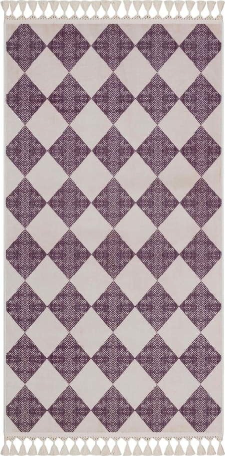 Fialovo-béžový pratelný koberec běhoun 300x100 cm - Vitaus