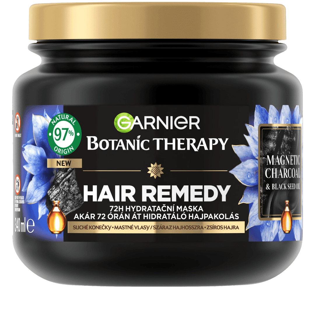 Garnier Botanic Therapy Hair Remedy Magnetic Charcoal Hydratační maska pro mastné vlasy a suché konečky vlasů 340 ml