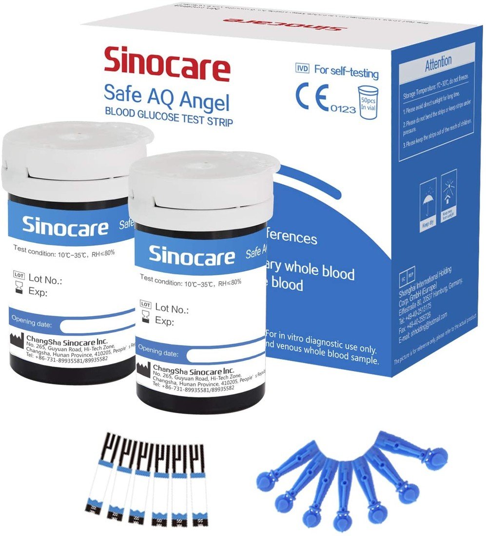 Sinocare Safe AQ Angel set 50ks test. proužků + 50ks lancet