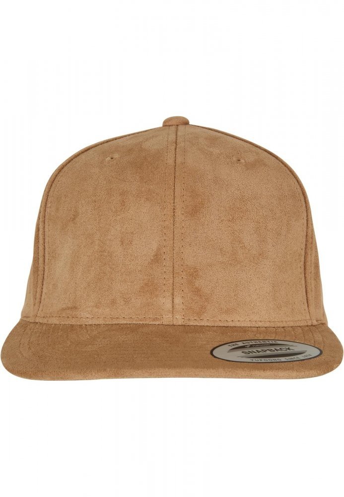 Suede Leather Snapback - khaki
