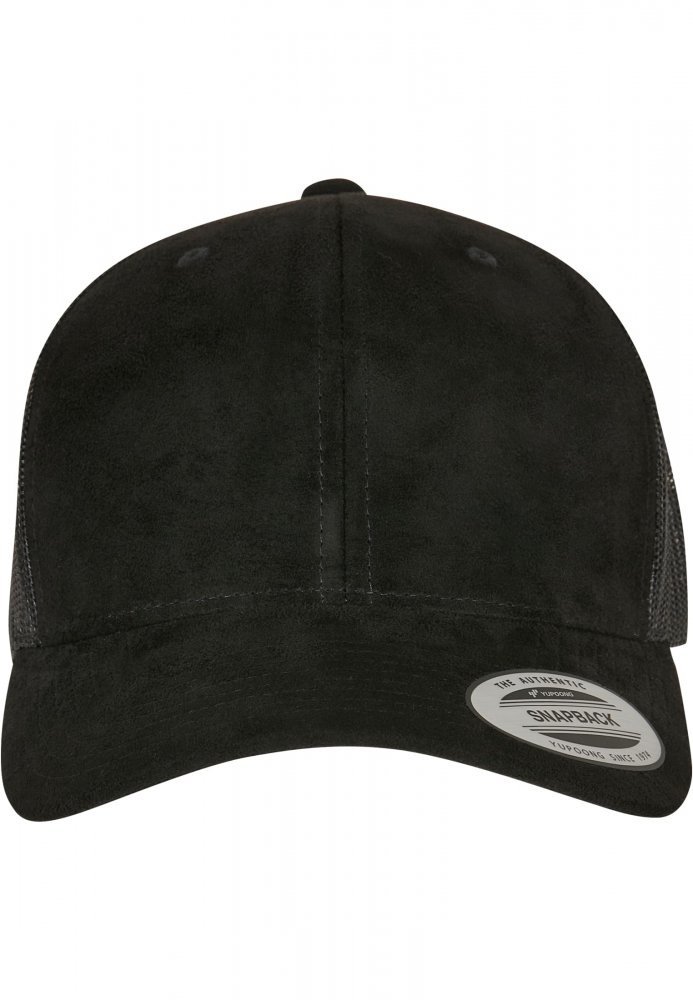 Suede Leather Trucker Cap - black