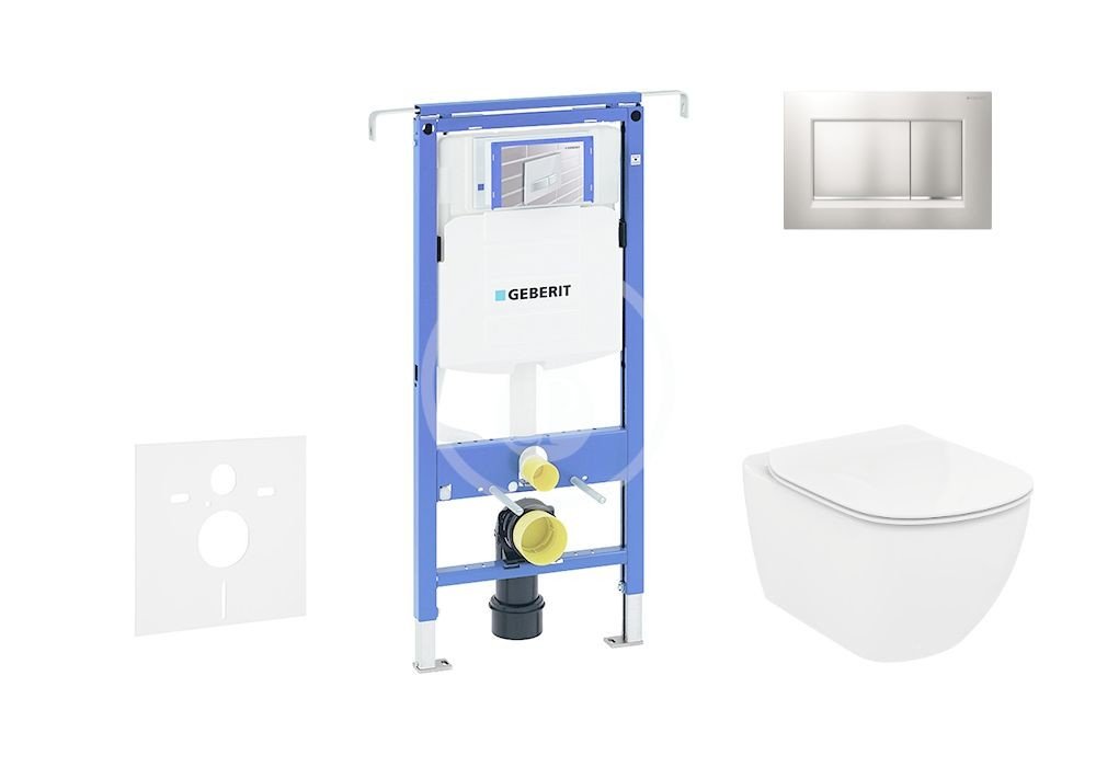 GEBERIT Duofix Set předstěnové instalace, klozetu a sedátka Ideal Standard Tesi, tlačítka Sigma30, Rimless, SoftClose, matný chrom/chrom 111.355.00.5 NE7