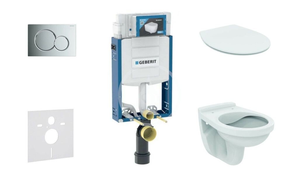 GEBERIT Kombifix Set předstěnové instalace, klozet Alpha se sedátkem, tlačítko Sigma01, lesklý chrom 110.302.00.5 ND2