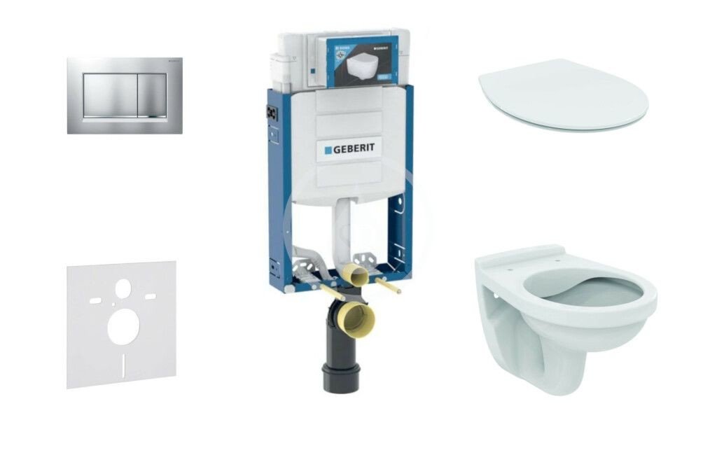 GEBERIT Kombifix Set předstěnové instalace, klozet Alpha se sedátkem, tlačítko Sigma30, chrom mat/chrom 110.302.00.5 ND7