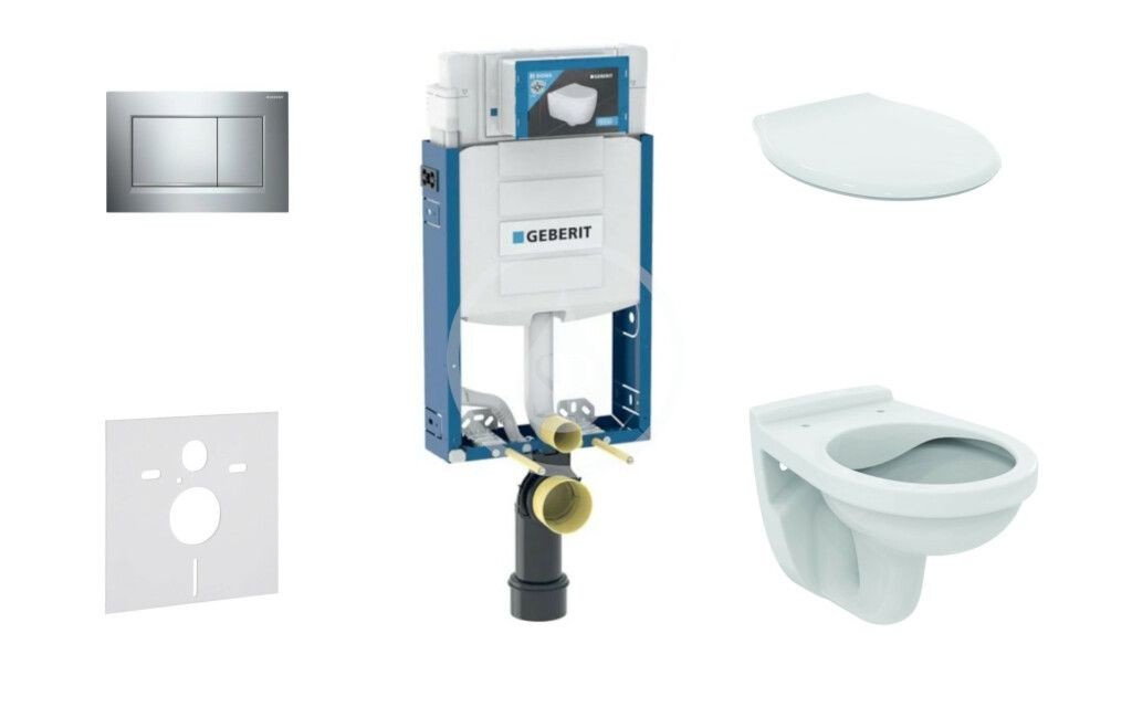 GEBERIT Kombifix Set předstěnové instalace, klozet Alpha se sedátkem, tlačítko Sigma30, chrom 110.302.00.5 NR6