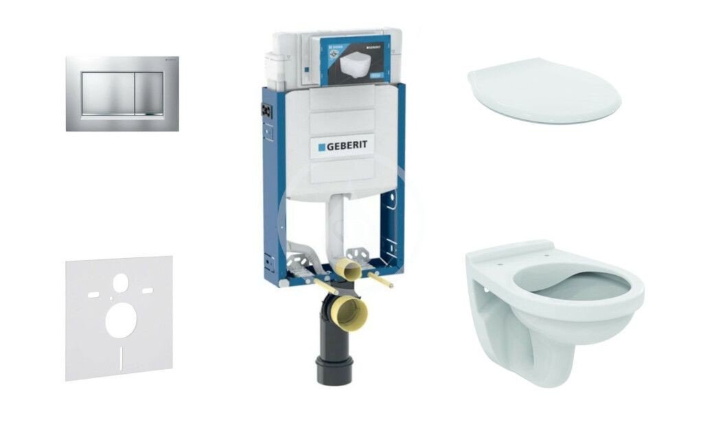 GEBERIT Kombifix Set předstěnové instalace, klozet Alpha se sedátkem, tlačítko Sigma30, chrom mat/chrom 110.302.00.5 NR7