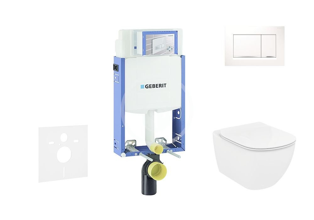 GEBERIT Kombifix Set předstěnové instalace, klozetu a sedátka Ideal Standard Tesi, tlačítka Sigma30, Rimless, SoftClose, bílá/chrom 110.302.00.5 NE5