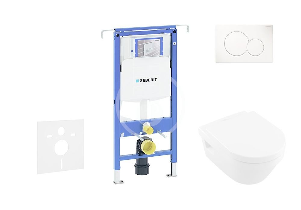 GEBERIT Duofix Set předstěnové instalace, klozetu a sedátka Villeroy & Boch, tlačítka Sigma01, DirectFlush, SoftClose, CeramicPlus, alpská bílá 111.355.00.5 NB1