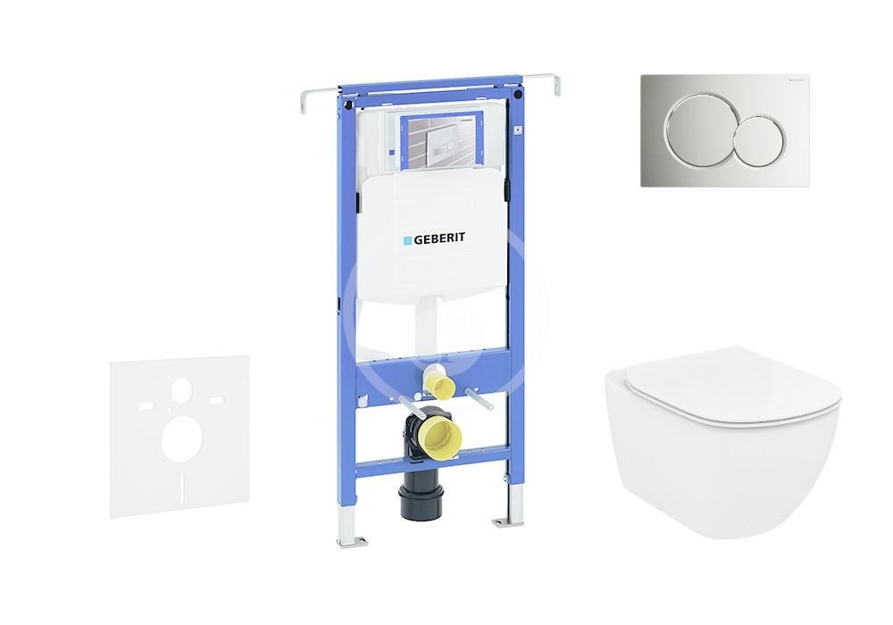 GEBERIT Duofix Set předstěnové instalace, klozetu a sedátka Ideal Standard Tesi, tlačítka Sigma01, Rimless, SoftClose, lesklý chrom 111.355.00.5 NE2