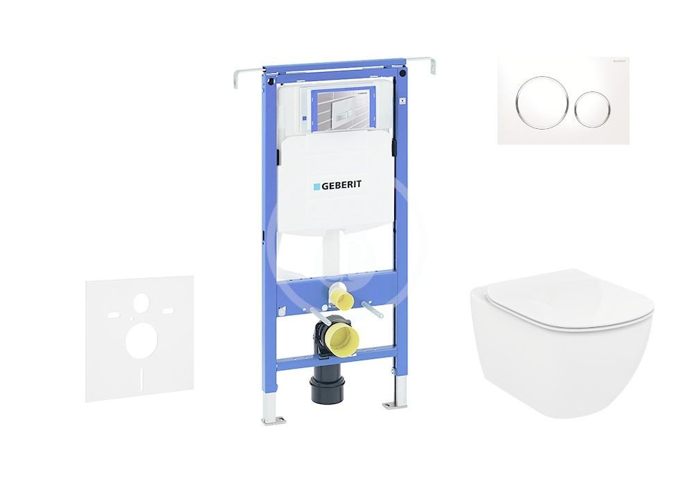 GEBERIT Duofix Set předstěnové instalace, klozetu a sedátka Ideal Standard Tesi, tlačítka Sigma20, Rimless, SoftClose, bílá/chrom 111.355.00.5 NE4