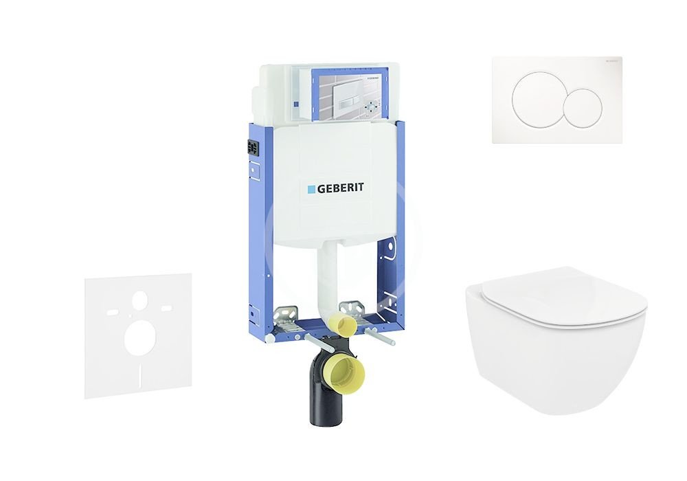 GEBERIT Kombifix Set předstěnové instalace, klozetu a sedátka Ideal Standard Tesi, tlačítka Sigma01, Rimless, SoftClose, alpská bílá 110.302.00.5 NE1