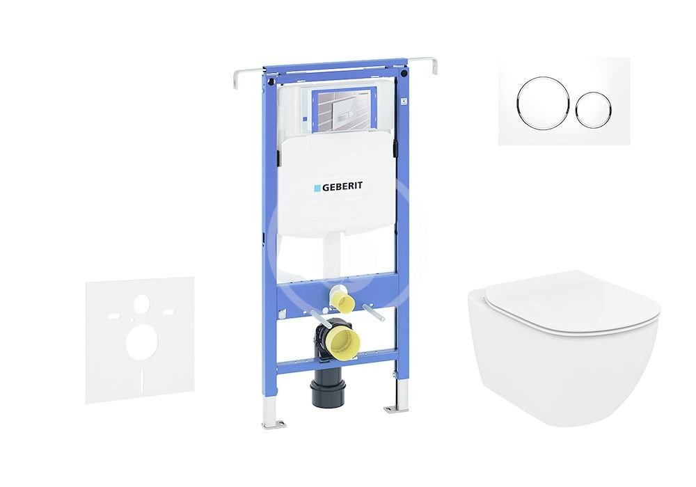 GEBERIT Duofix Set předstěnové instalace, klozetu a sedátka Ideal Standard Tesi, tlačítka Sigma20, Aquablade, SoftClose, bílá/lesklý chrom 111.355.00.5 NU4