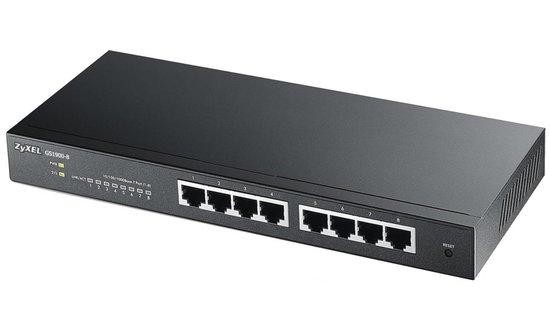 Zyxel GS1900-8 v2, 8 port GbE L2 smart switch, desktop, fanless, GS1900-8-EU0102F