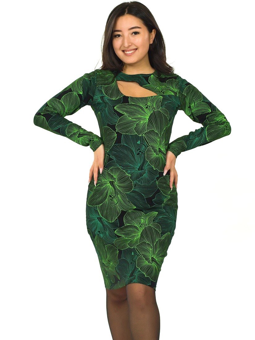 Himalife Šaty s dlouhým rukávem Lily - černá se zelenou Velikost: S