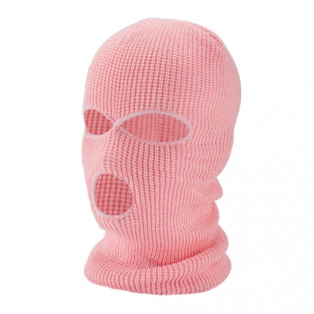 Balaclava - knitted mask with 3 openings (pink)