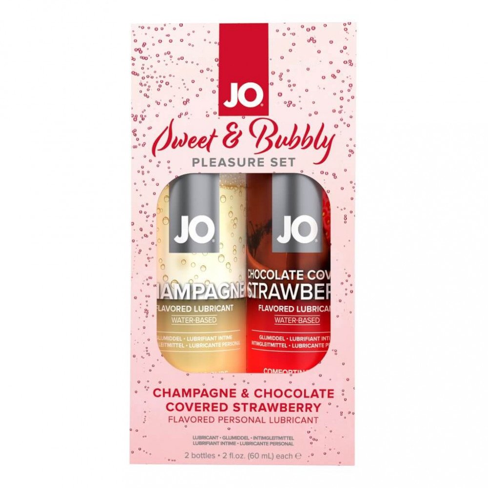 JO System Sweet & Bubble - flavored lubricant set - champagne-chocolate strawberry (2pcs)