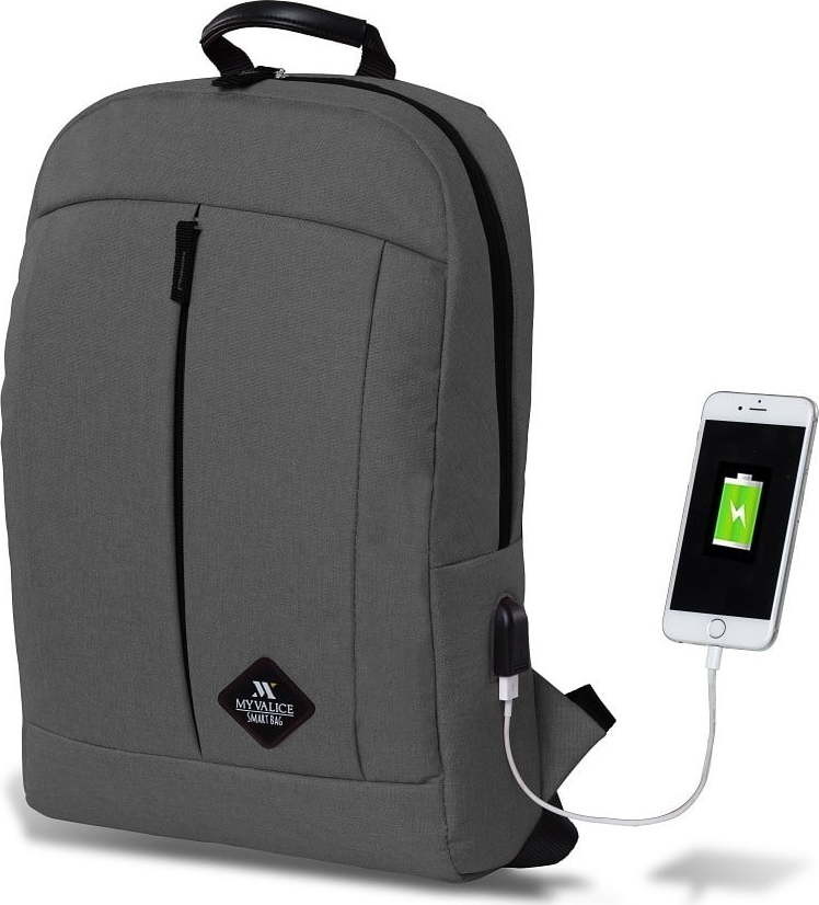 Šedý batoh s USB portem My Valice GALAXY Smart Bag