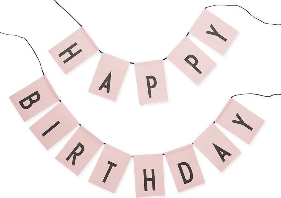 Růžová girlanda Design Letters Happy Birthday