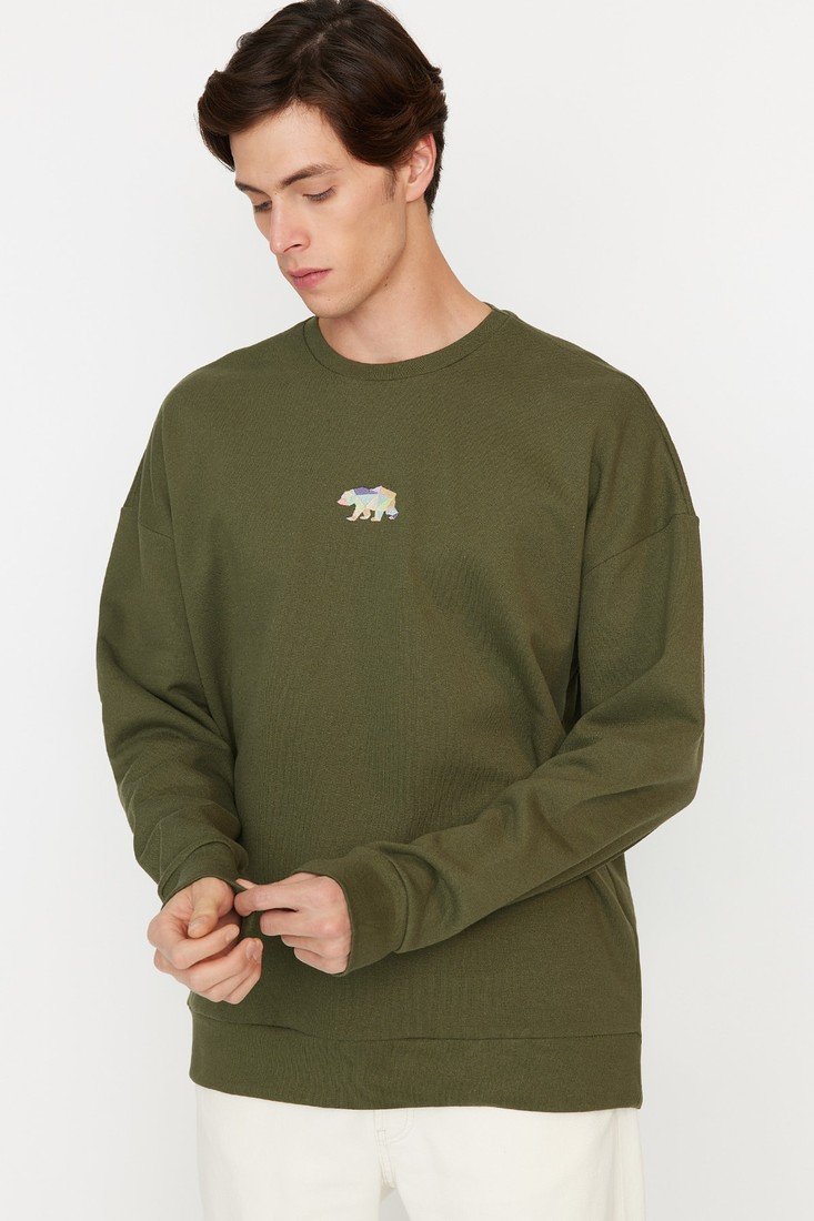 Trendyol Sweatshirt - Khaki - Oversize