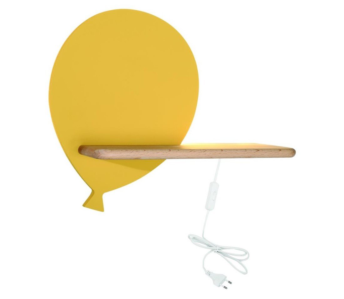 LED Dětské nástěnné svítidlo s poličkou BALLOON LED/4W/230V žlutá/dřevo