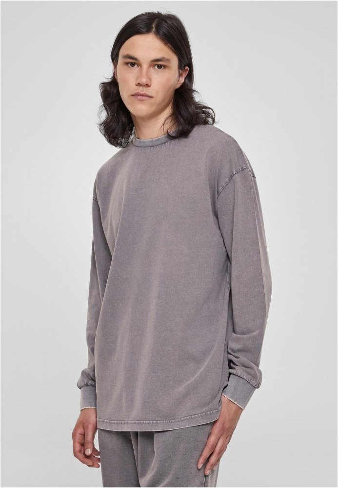 Heavy Boxy Acid Wash Longsleeve - asphalt 3XL