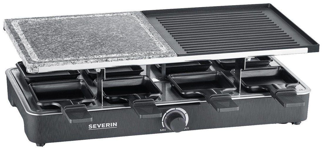 Severin 2376 raclette gril 8 pánví černá