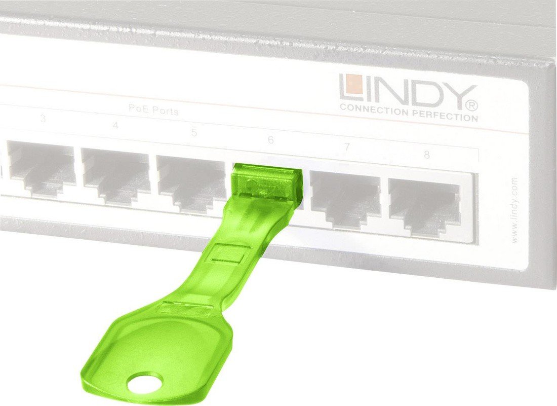 LINDY zámek portu RJ45 LAN  sada 10 ks zelená  vč. 1 klíče 40472