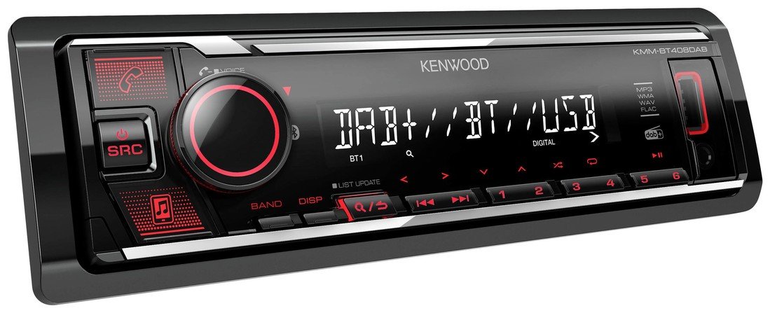 Kenwood KMMBT408DAB autorádio Bluetooth® handsfree zařízení, konektor pro dálkové ovládání na volant, DAB plus  tuner