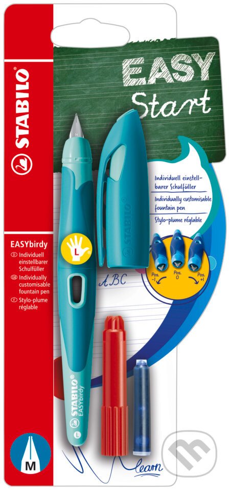 Ergonomické školské plniace pero pre ľavákov so štandardným hrotom M - zelená - STABILO
