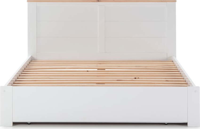 Bílá dvoulůžková postel s roštem a úložným prostorem Marckeric Gabi, 160 x 200 cm