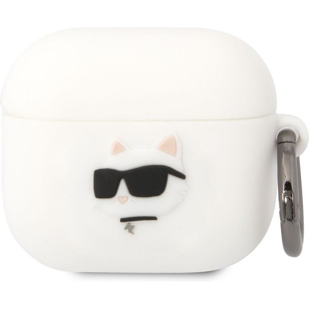 Karl Lagerfeld 3D Logo NFT Choupette Head Silikonové pouzdro Airpods 3 bílé