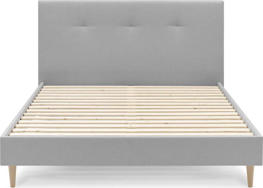 Světle šedá čalouněná dvoulůžková postel s roštem 160x200 cm Tory - Bobochic Paris
