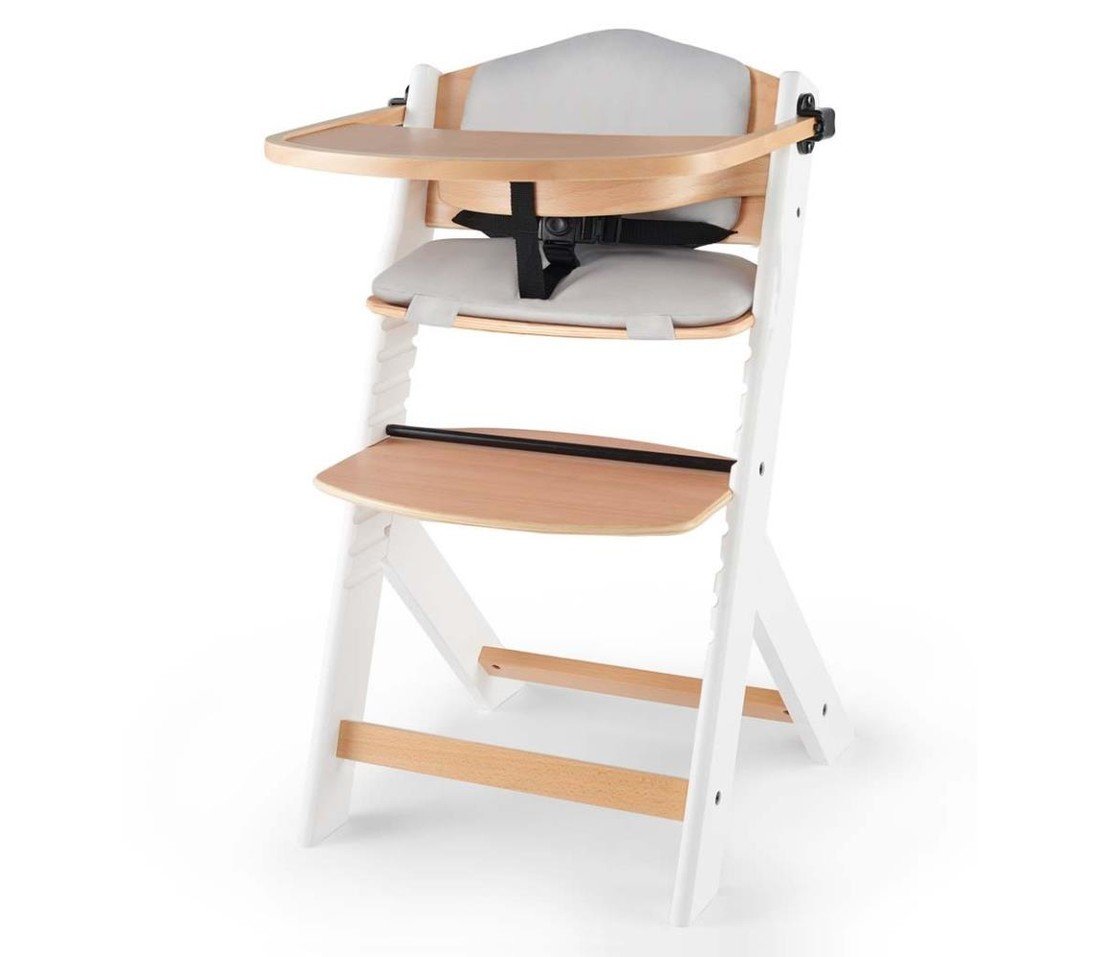 Kinderkraft KINDERKRAFT - Dětská jídelní židle ENOCK s polstrováním šedá/bílá