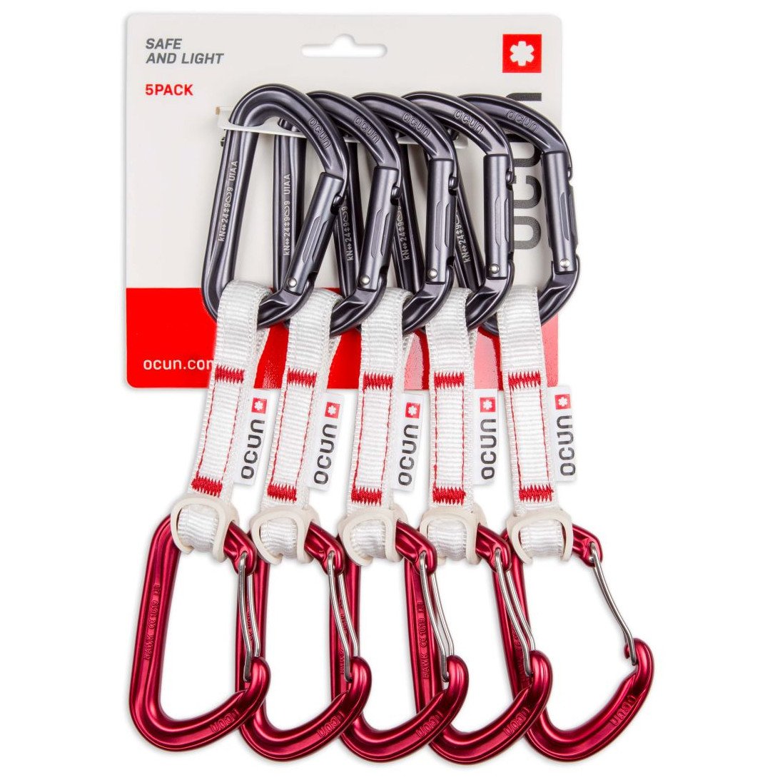 Sada expresek Ocún Hawk Qd Combi Bio-Dyn-Ring 15 mm 10 cm 5-Pack Barva: červená/šedá