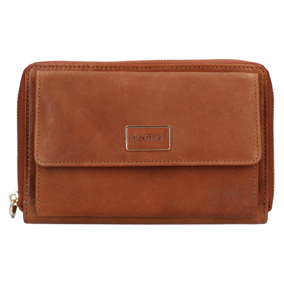 Dámská kožená peněženko-kabelka Lagen Ghitae - koňak