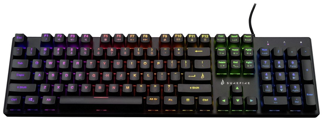 Surefire Gaming KingPin M2 kabelový, USB Herní klávesnice s podsvícením, tlačítka multimédií US anglická, QWERTY, Windows®  černá