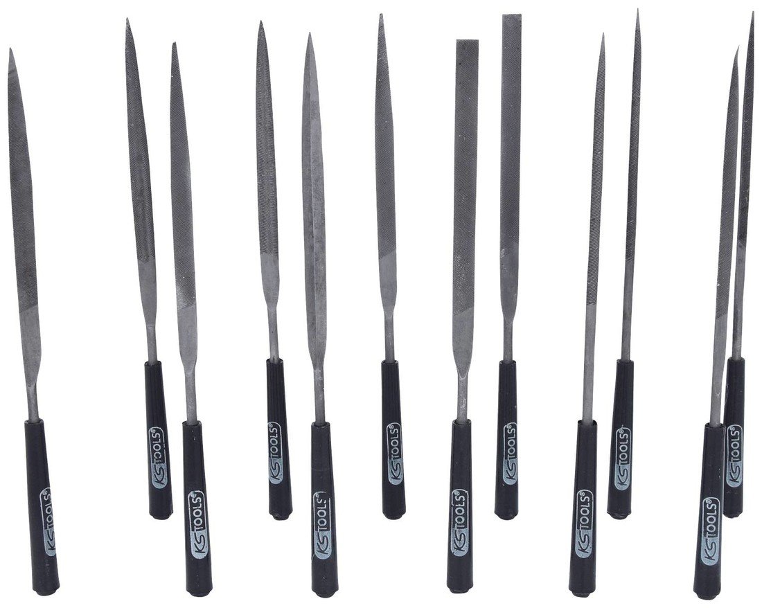 KS Tools 140.3050 Sada jehlových pilníků s plastovou rukojetí, 12 ks   1 ks
