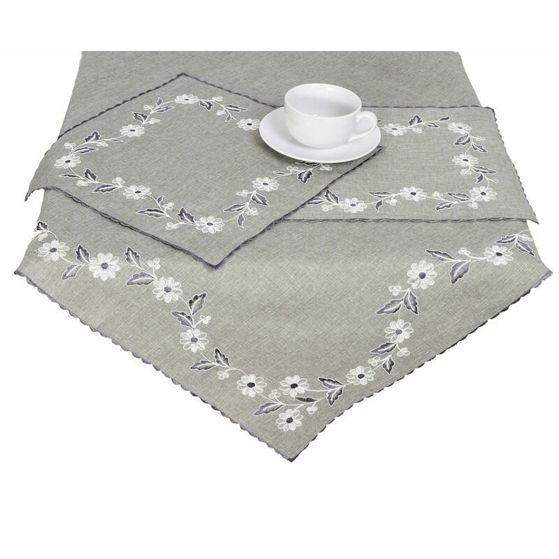 Ubrus celoroční, Květinový věnec, šedý 35 x 35 cm