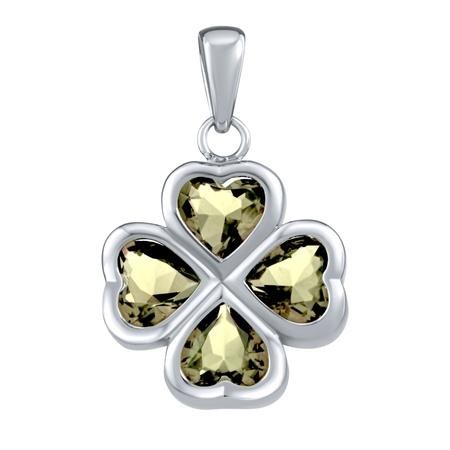 Stříbrný přívěsek čtyřlístek se světle zelenými Brilliance Zirconia