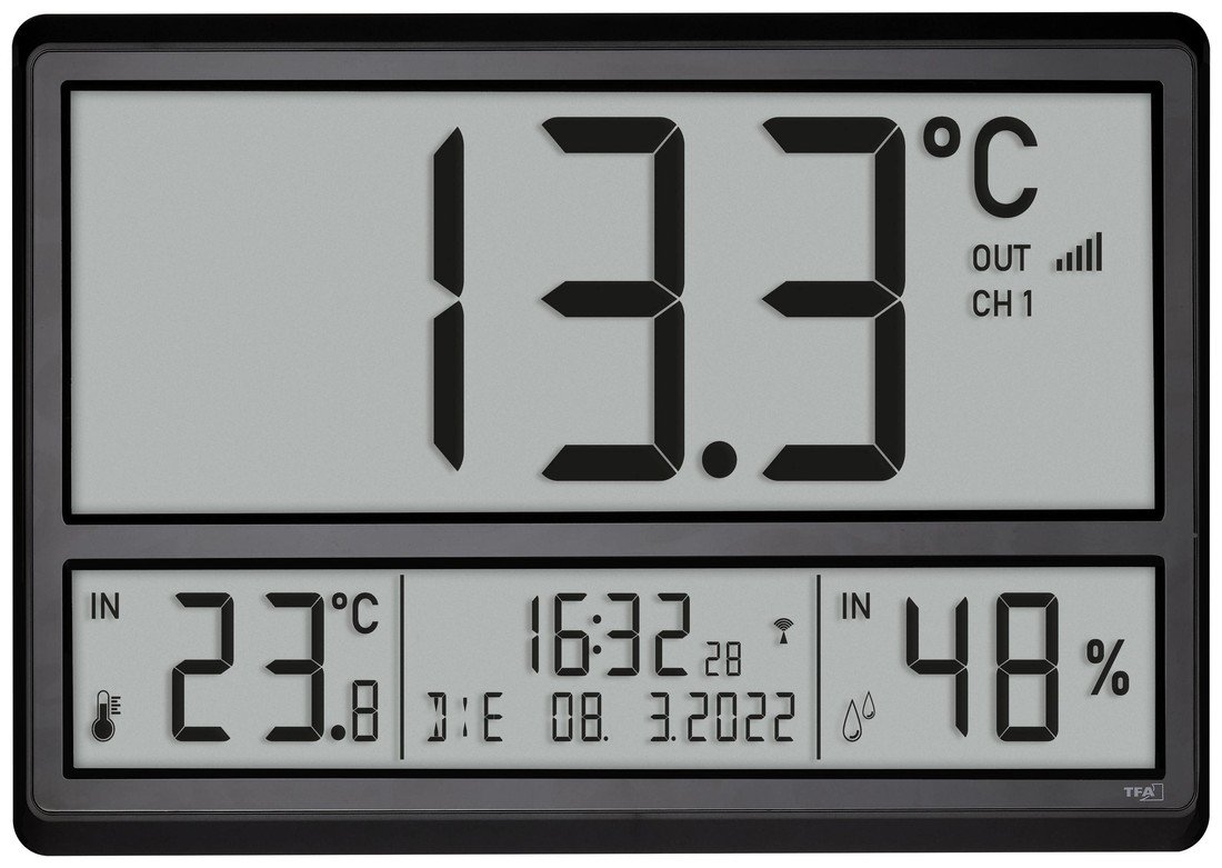 TFA 60.4523.01 – nástěnné XXL hodiny s venkovní teplotou