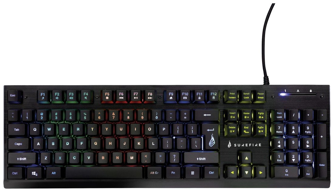 Surefire Gaming KingPin X2 kabelový, USB Herní klávesnice s podsvícením, tlačítka multimédií US anglická, QWERTY, Windows®  černá