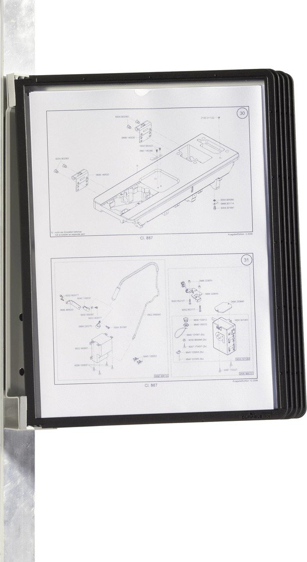 Durable nástěnný držák pohledové tabule  VARIO MAGNET WALL 5 černá DIN A4 Počet dodaných průhledných tabulek 5