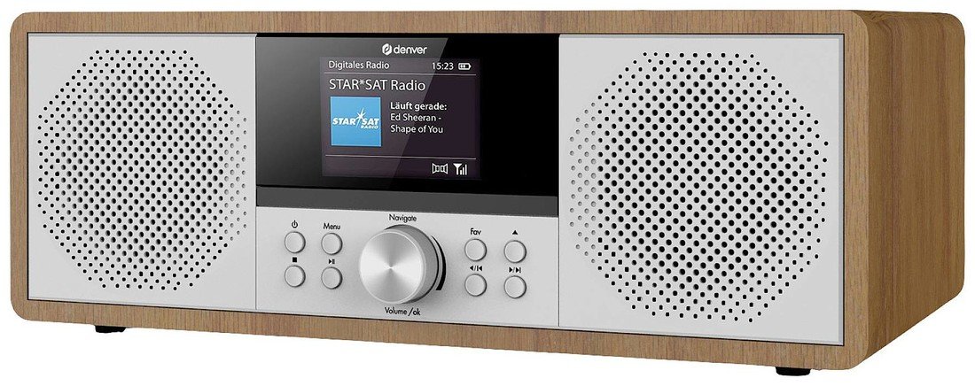 Denver MIR-270DW internetové CD-rádio internetové, DAB plus , FM AUX, Bluetooth, CD, DAB plus , internetové rádio, FM, USB, Wi-Fi   dřevo (tmavé)